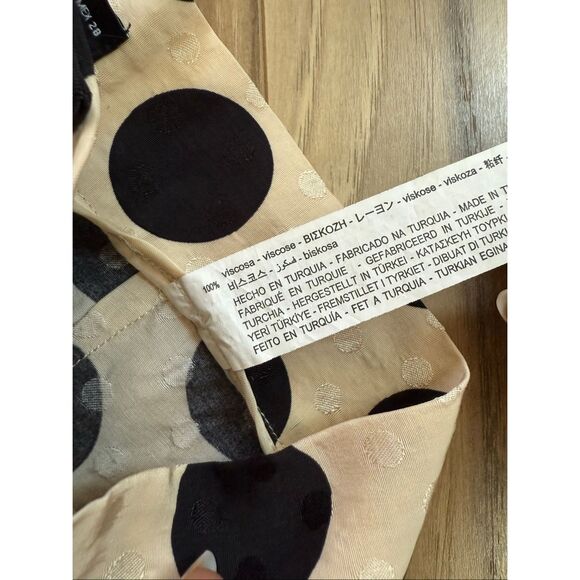 Zara High Waist Wide Leg Satin Polka Dot Cropped Pants Size M - Picture 5 of 12